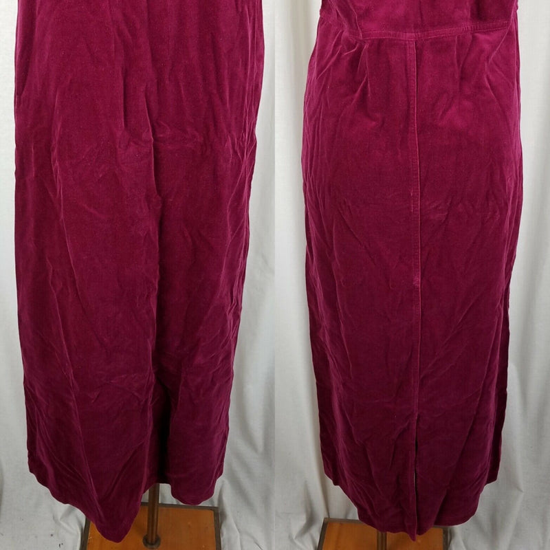 LL Bean Ellsworth Cotton Velveteen Maxi Jumper Dress Womens 6 Berry Sleeveless