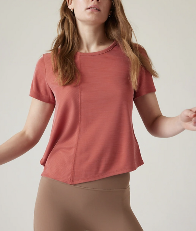 Athleta Cranberry Red Short Sleeve Relaxed Top