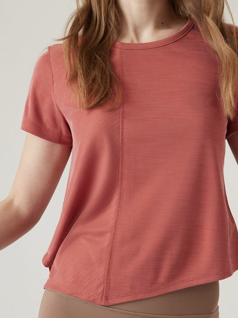 Athleta Cranberry Red Short Sleeve Relaxed Top