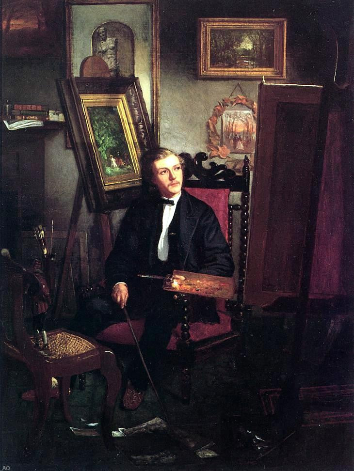 Self Portrait of the Artist in His Studio by Thomas Hovenden - Hand Painted Oil Painting