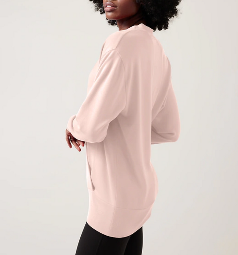 Athleta Orchid Pink Purana V-Neck Wrap Sweatshirt