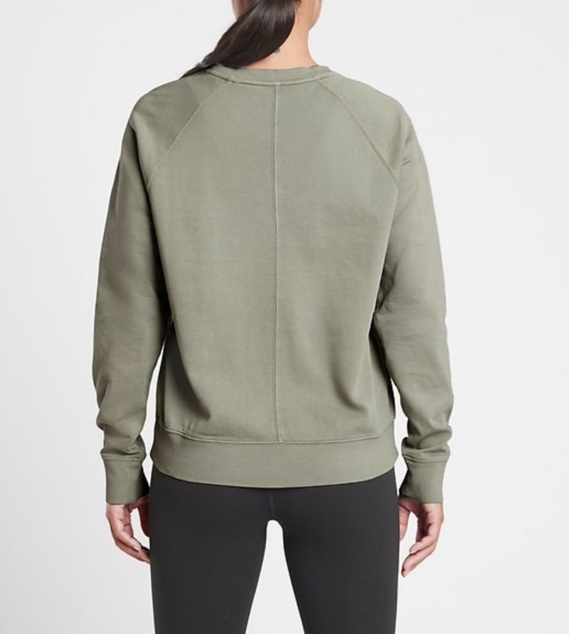 Athleta Washed Laurel Olive Long Sleeve Sundown Sweatshirt Top