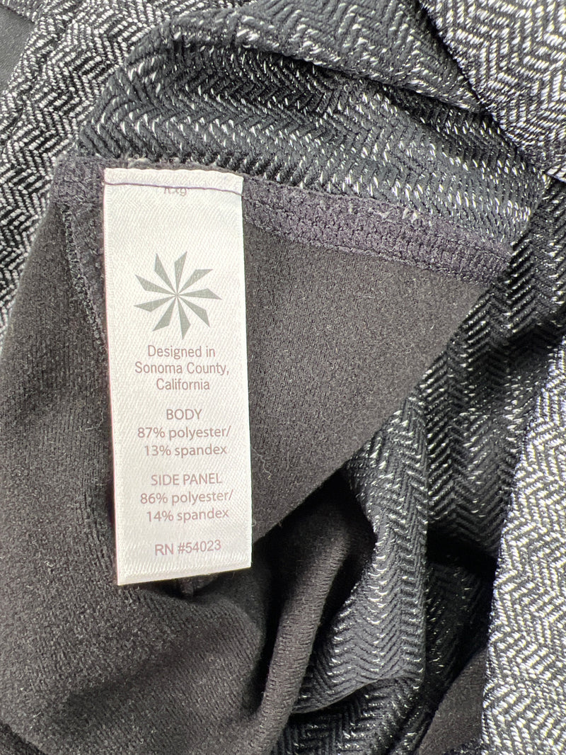 Athleta Women’s Gray Herringbone Luxe Faux Leather Side Leggings - M