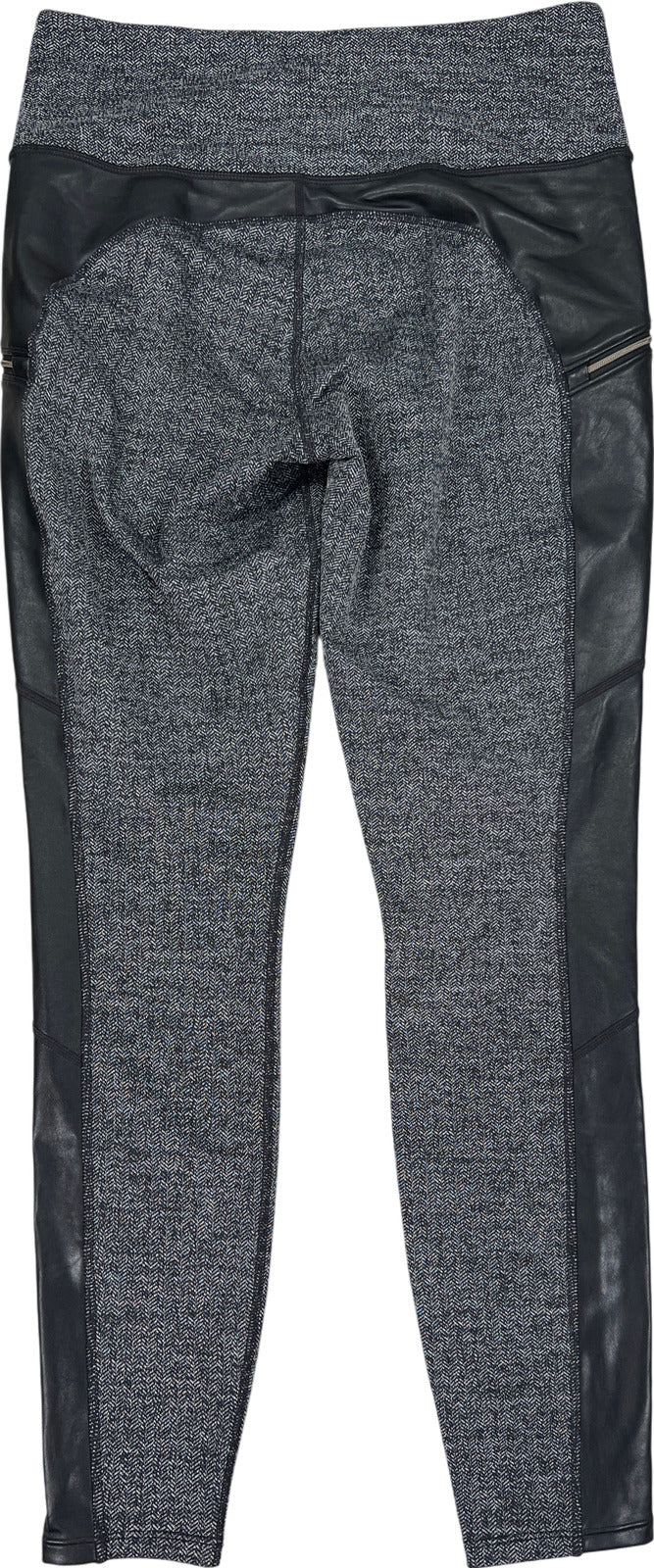 Athleta Women’s Gray Herringbone Luxe Faux Leather Side Leggings - M