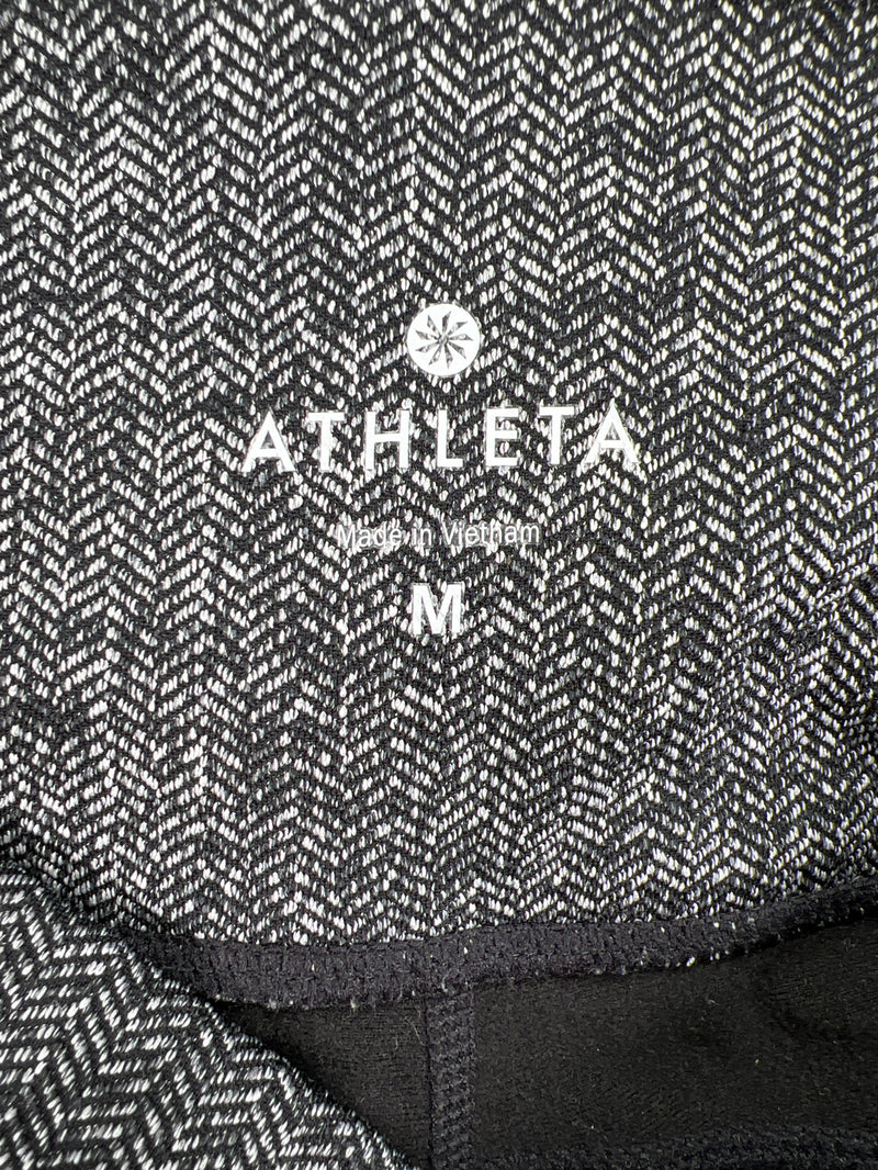 Athleta Women’s Gray Herringbone Luxe Faux Leather Side Leggings - M