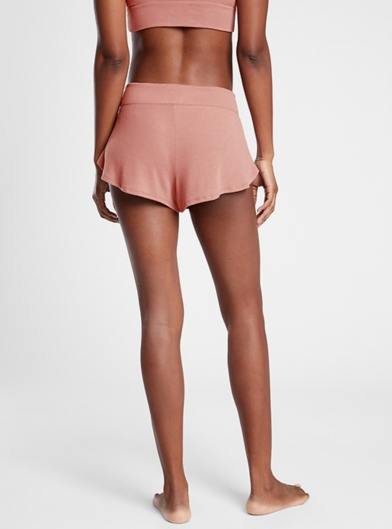 Athleta Palermo Pink Elastic Waist Soft Well Rested Rib Pajama Shorts