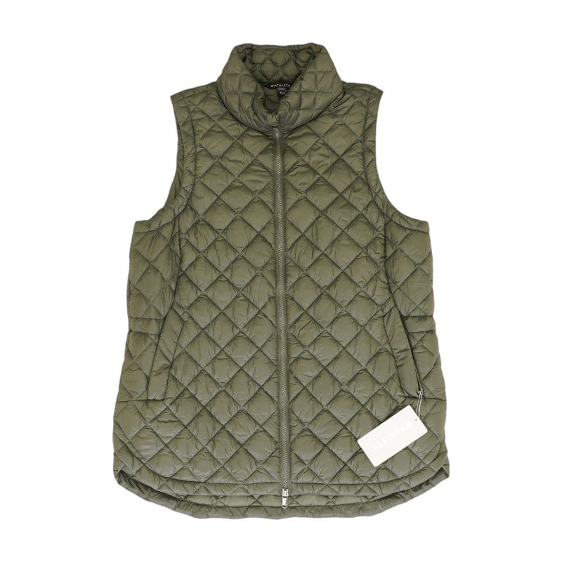 Green Solid Puffer Vest