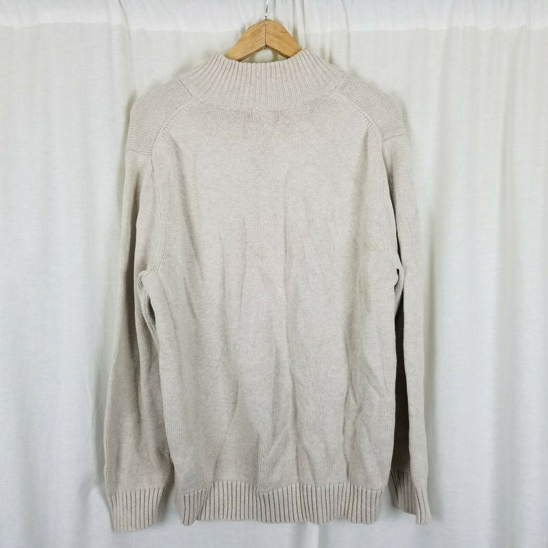 LL Bean 1/4 or Half Zip Contrast Color Sweater Mens L Funnel Neck Henley Classic