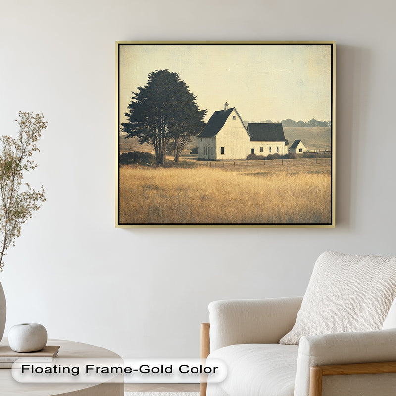 Golden Prairie Barn – Farmhouse Landscape Oil Paintings