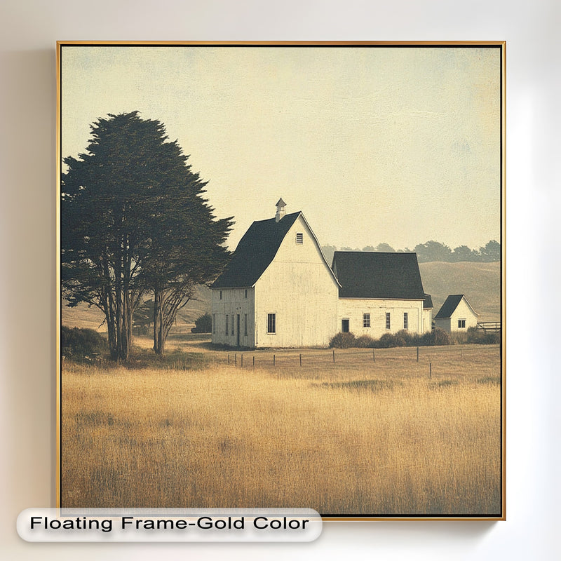 Golden Prairie Barn – Farmhouse Landscape Oil Paintings