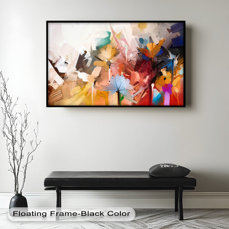 Abstract Colorful of Spring Flower – Modern Floral Oil Painting