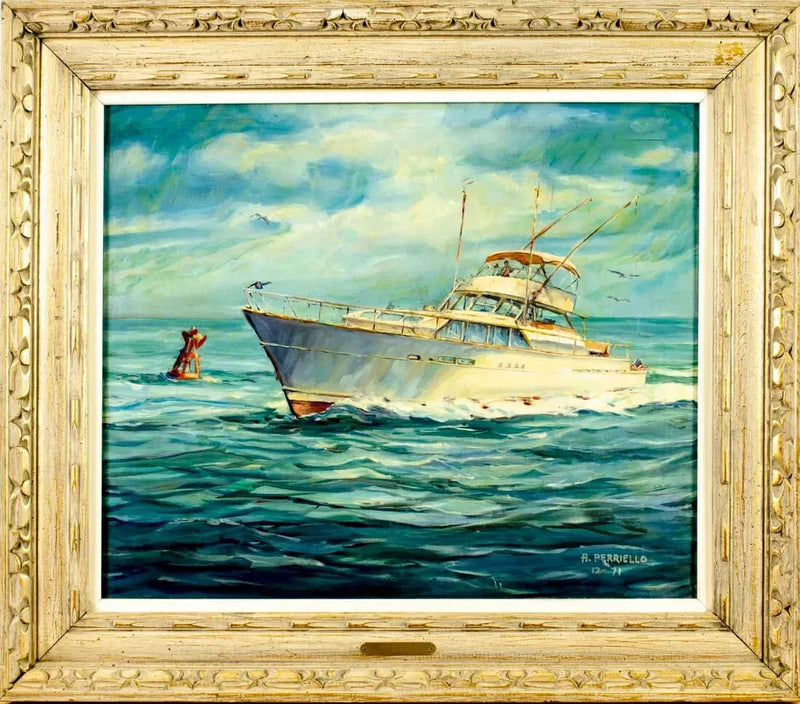 Oil Painting, A Perriello, Ship Theme, US, 20C C.