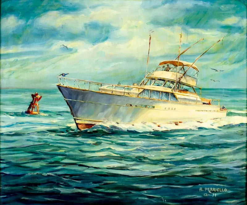 Oil Painting, A Perriello, Ship Theme, US, 20C C.