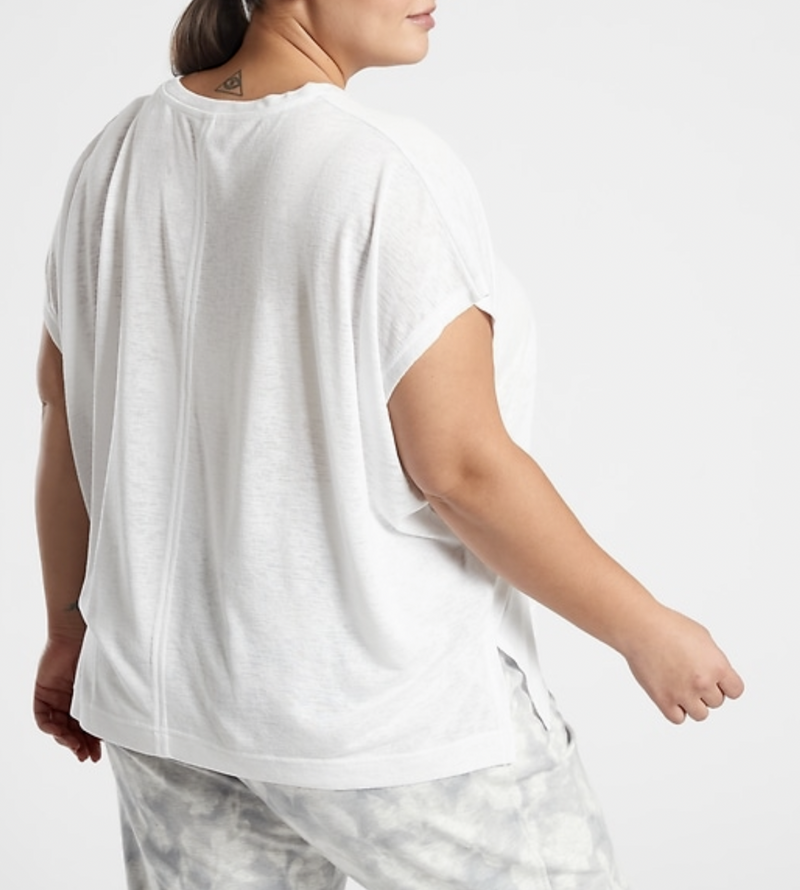 Athleta White Scoop Short Sleeve Release Breezy Tee