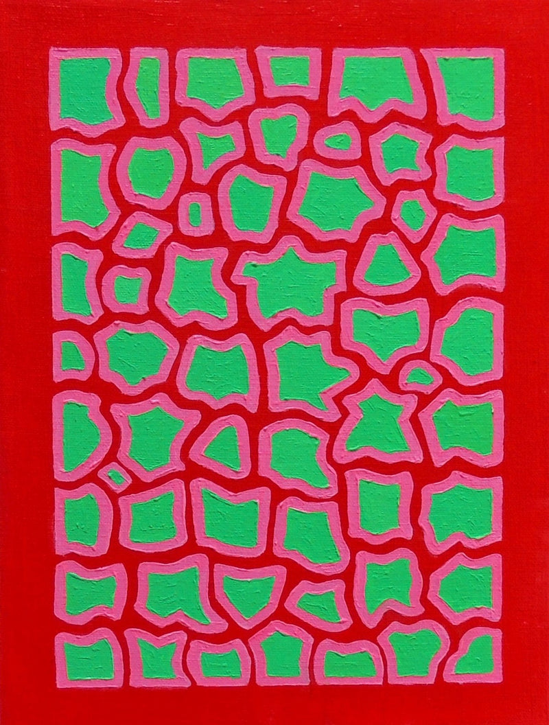 Red, Leaf Green, & Pink Oil Painting