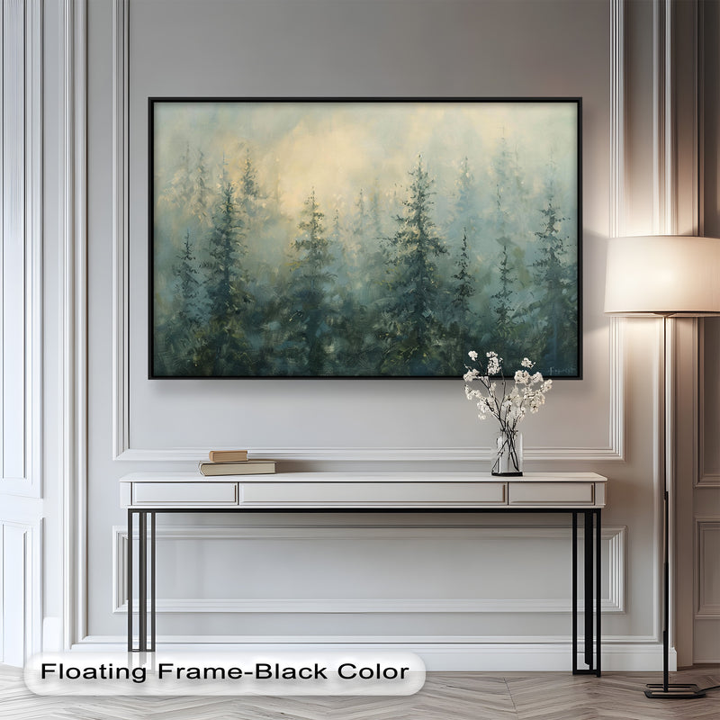 Nature Foggy Forest – Mystical Woodland Oil Painting
