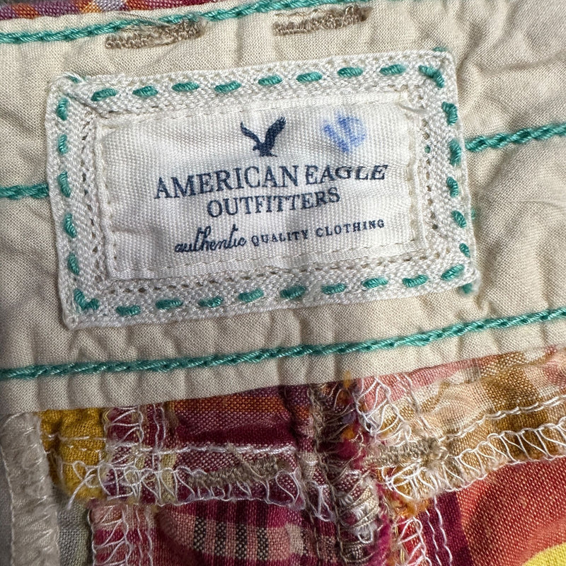 Vintage American Eagle Outfitters Womens 10 Colorful Plaid Patchwork Shorts y2K