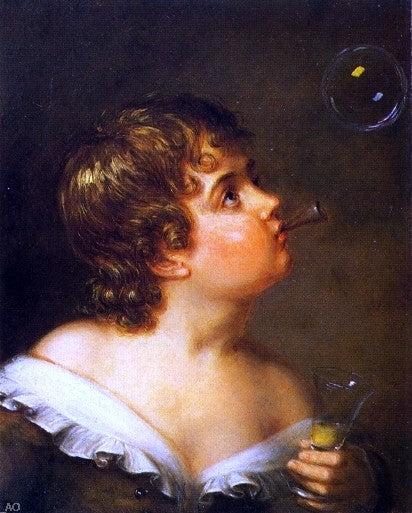 Blowing Bubbles by Charles Bird King - Hand Painted Oil Painting