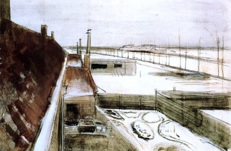 View from the Window of Vincent's Studio in Winter by Vincent Van Gogh - Hand Painted Oil Painting