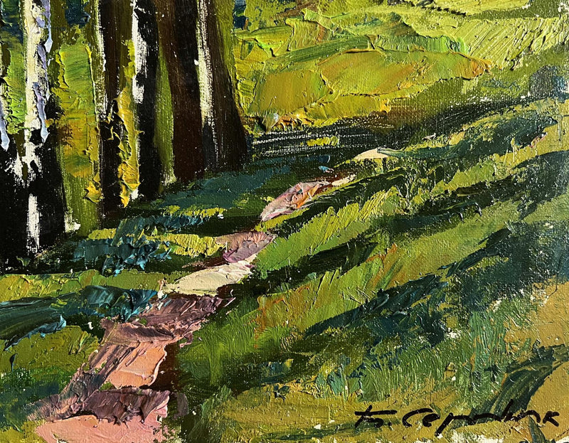 Oil painting Path in the birch forest Boris Serdyuk