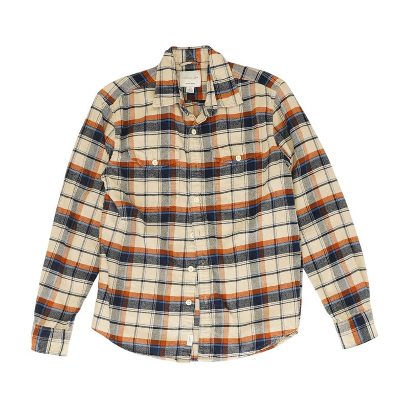 Beige Plaid Flannel Button Down