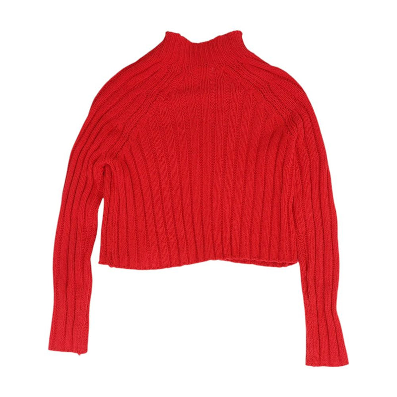 Red Solid Mockneck Sweater