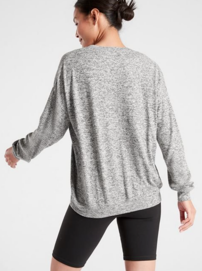 Athleta Light Grey Heather Mindful Soft Pullover