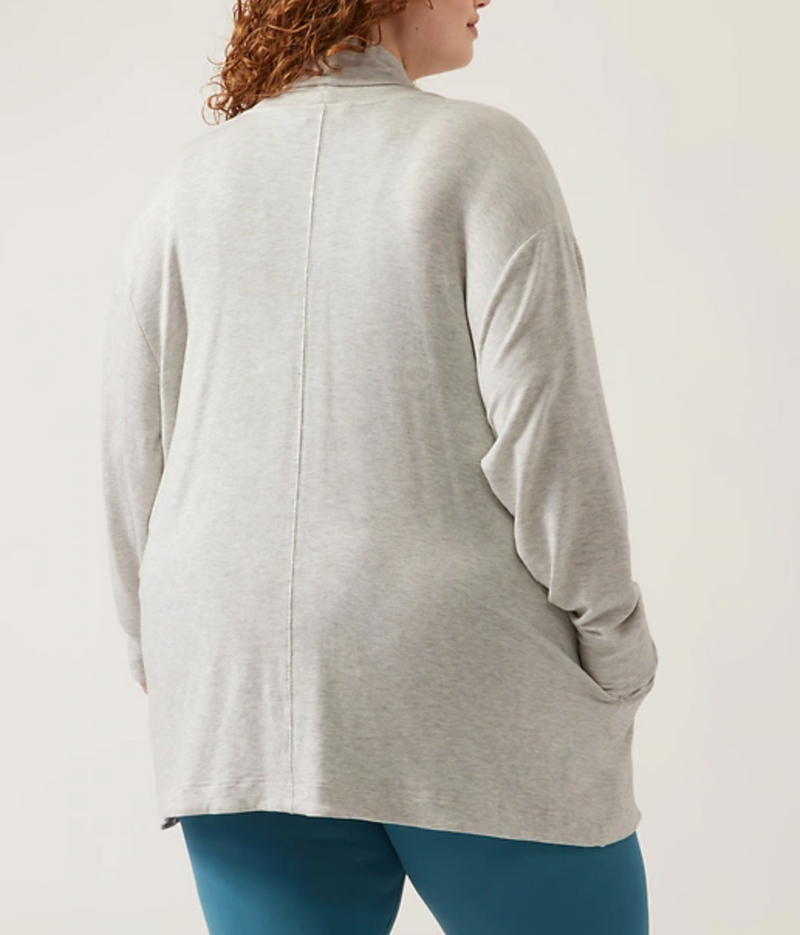 Athleta Light Grey Heather Nirvana Pranayama Restore Wrap Cardigan