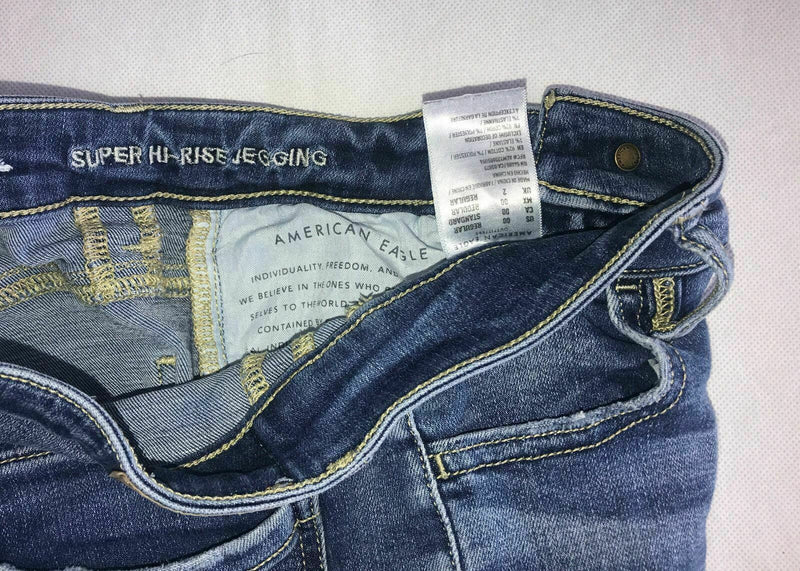 Women's American Eagle Jeans Denim Pants Size 00 Regular Super Hi-Rise Jegging