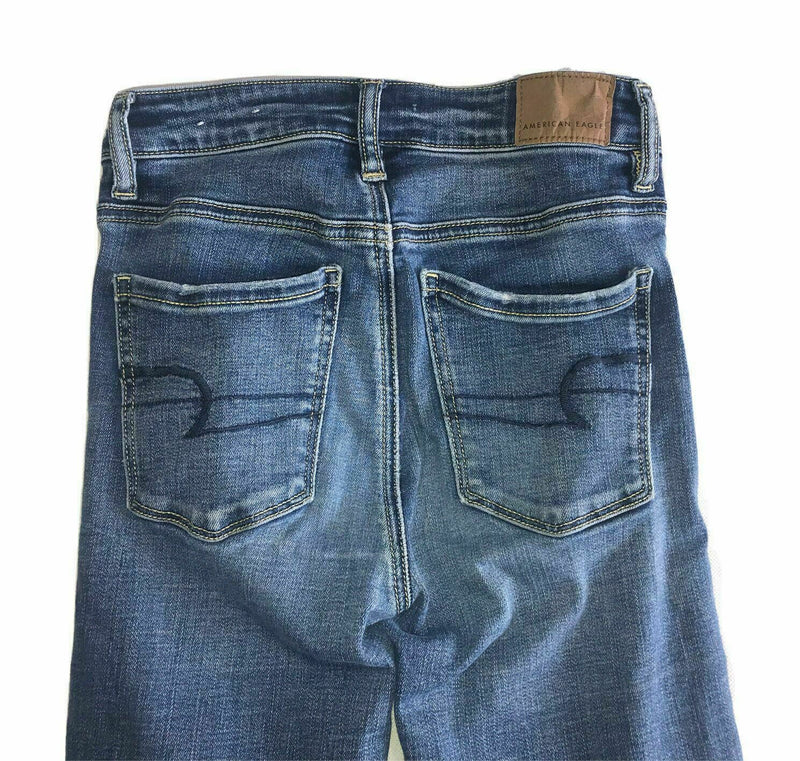 Women's American Eagle Jeans Denim Pants Size 00 Regular Super Hi-Rise Jegging