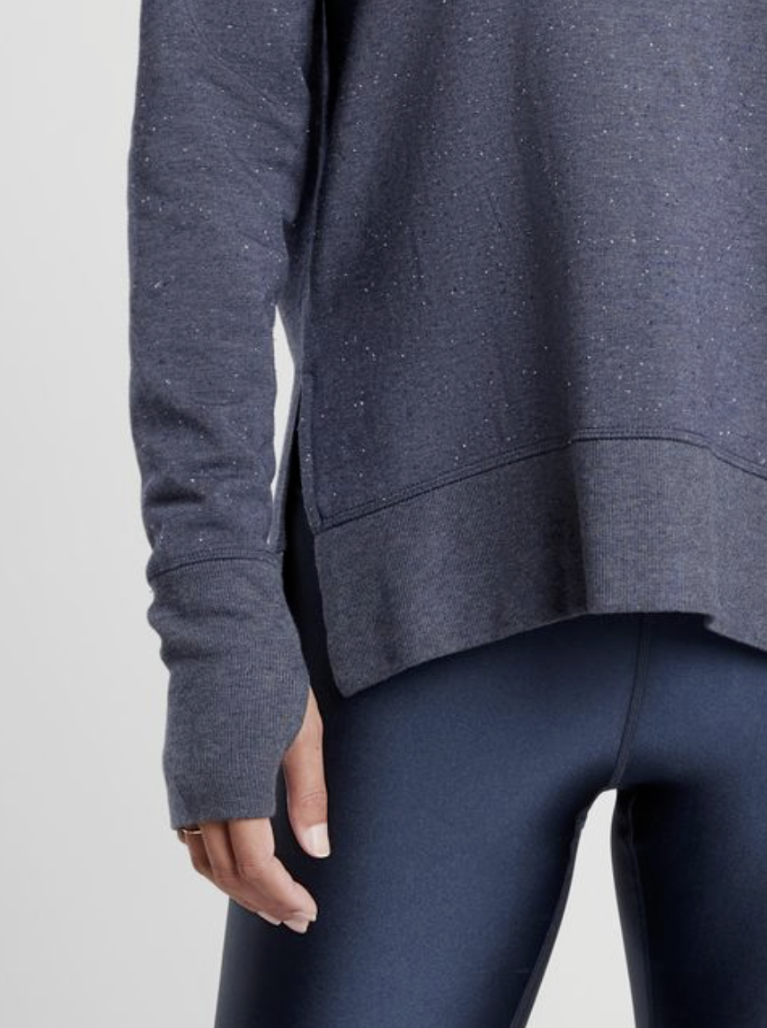 Athleta Navy Blue Multi Nep Balance Pullover Sweatshirt