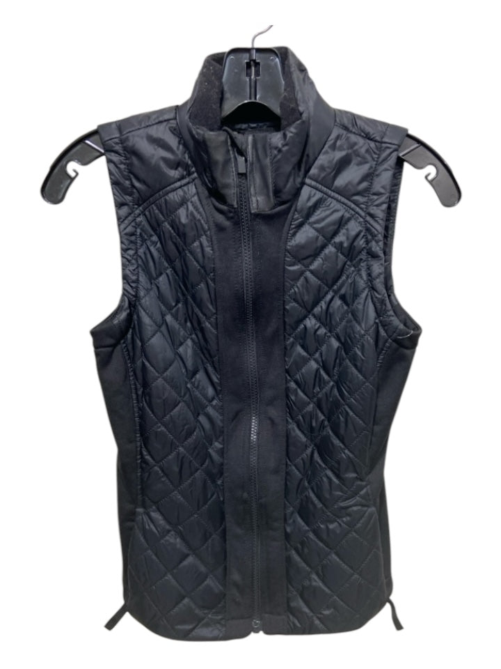 Athleta Size XS Black Nylon Blend Diamond Quilted Zip Pockets Vest