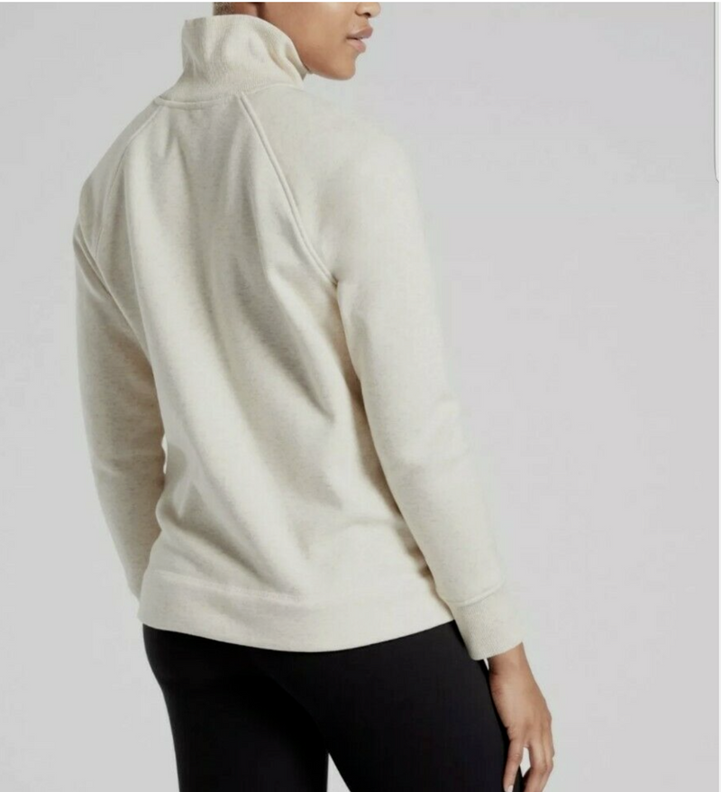 Athleta Oatmeal Cozy Karma Side Zip Funnel Neck
