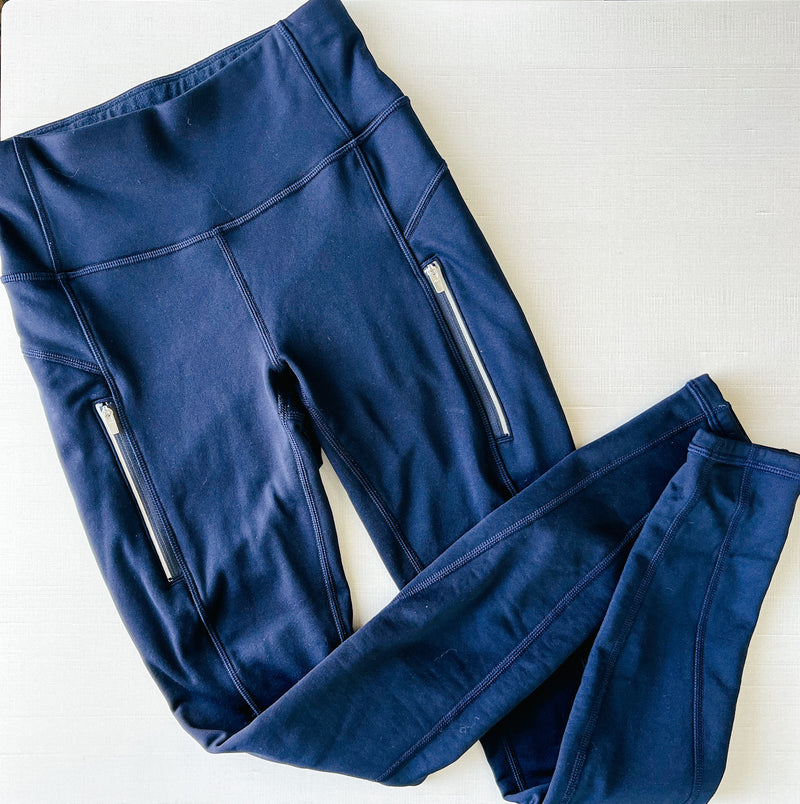 Athleta Primaloft Ridge Navy Blue Fleece Lined Leggings