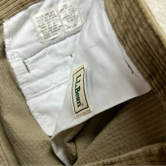 LL Bean Corduroy Straight Leg VTG Pants Size 34X34