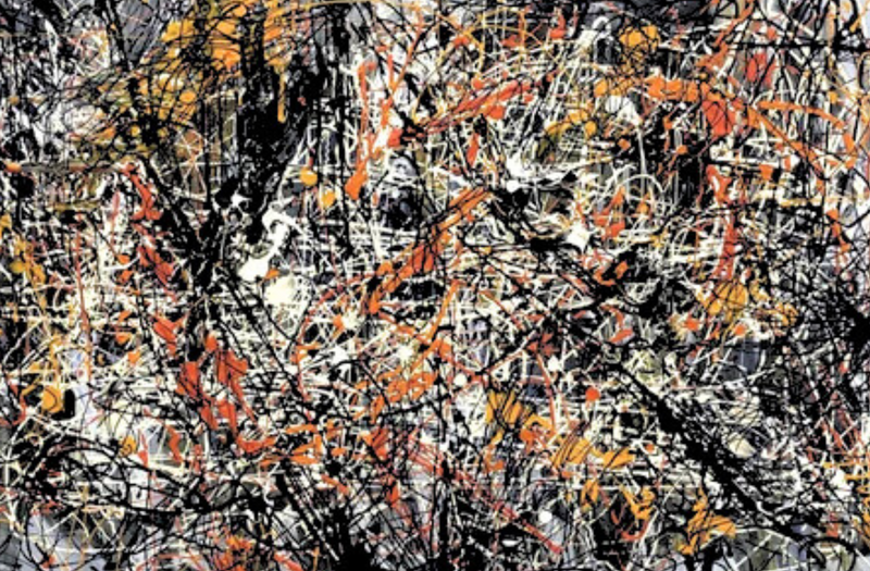 Fiery Chaos – Expressive Pollock-Inspired Abstract Drip Painting