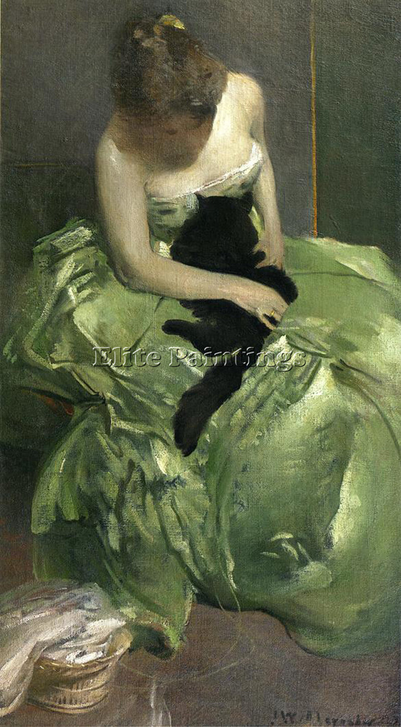 JOHN WHITE ALEXANDER THE GREEN DRESS ARTIST PAINTING REPRODUCTION HANDMADE OIL