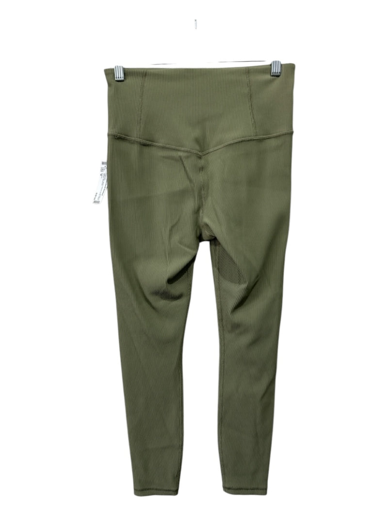 Athleta Size M Light Green Nylon Ribbed Elastic Waist Athletic Leggings