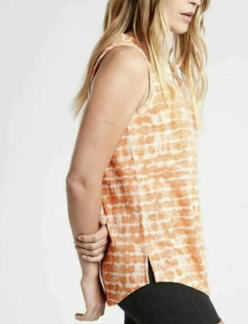 Athleta Warm Sunset Tie-Dye Striped Sleeveless Breezy Top Tank