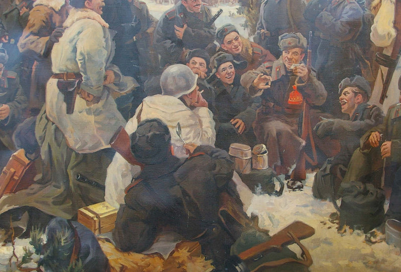 Oil painting Soldiers on vacation Unknown artist