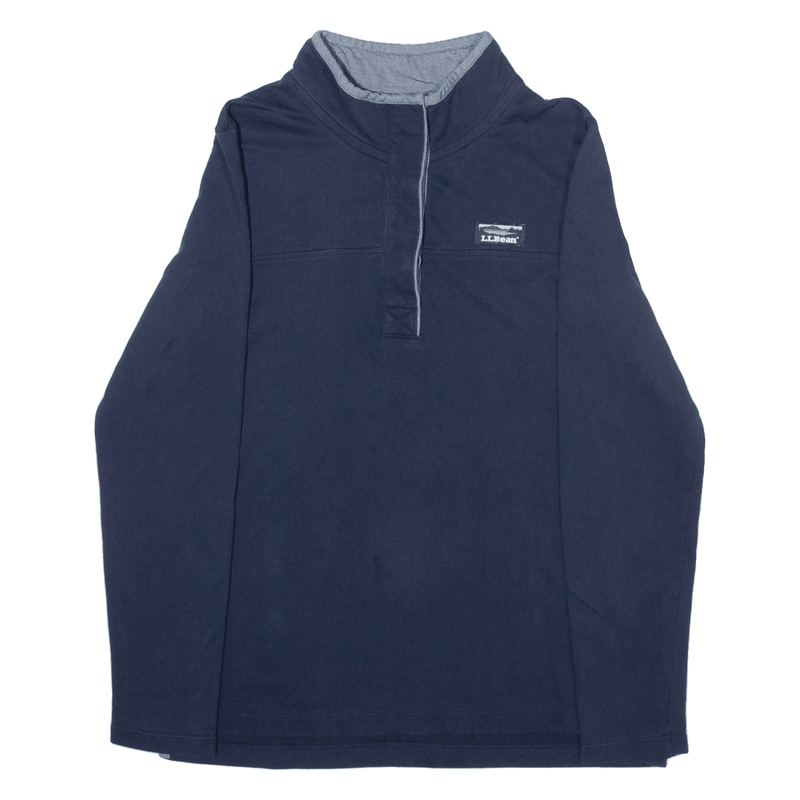 LL BEAN Mens Polo Shirt Blue Long Sleeve S