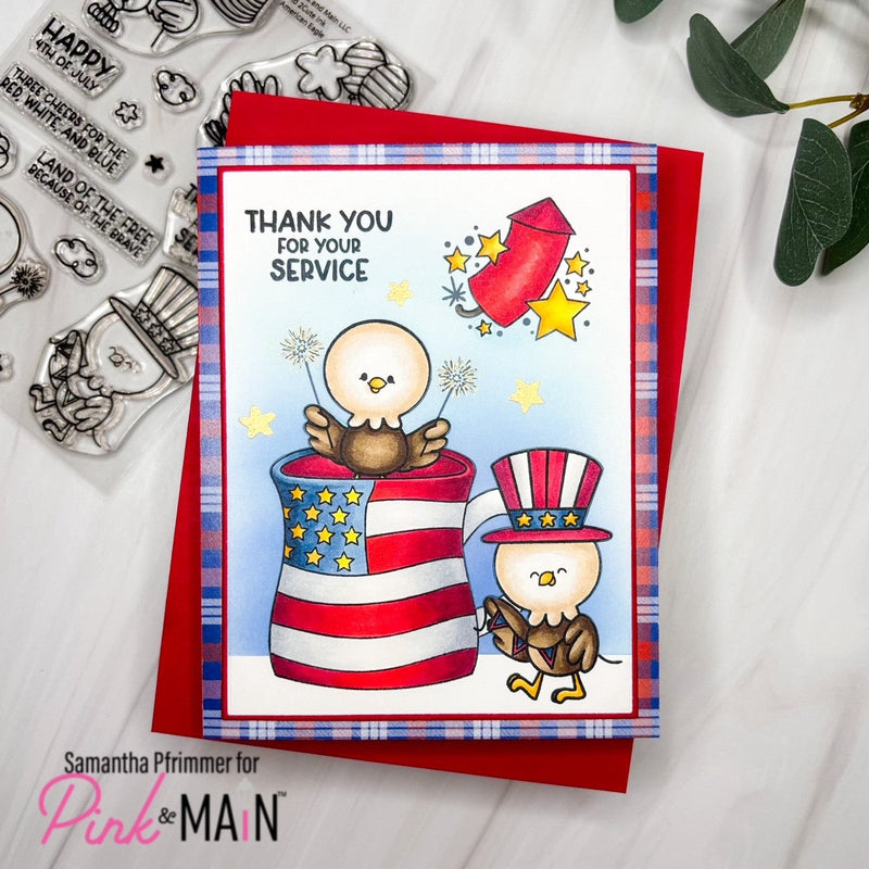 Pink and Main American Eagle Clear Stamps pm0702*