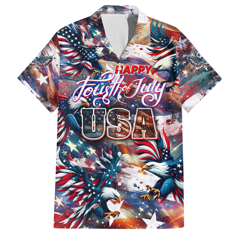 Happy Fourth of July Hawaiian Shirt American Eagle Flag US Independence Day DT02