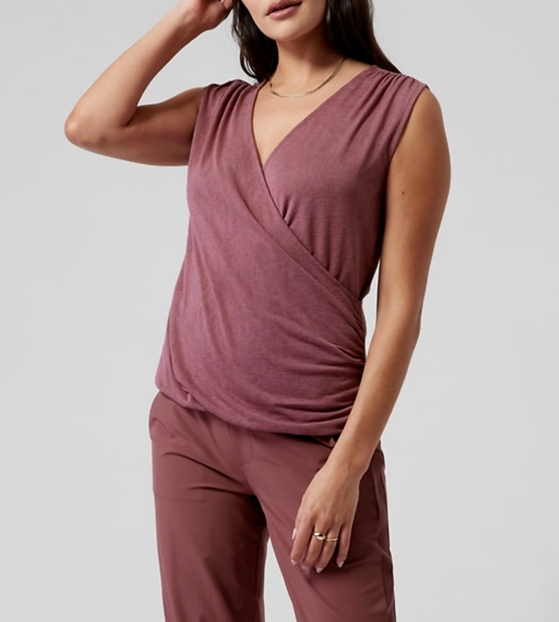 Athleta Tawny Rose Sleeveless Breezy Wrap Top Tank