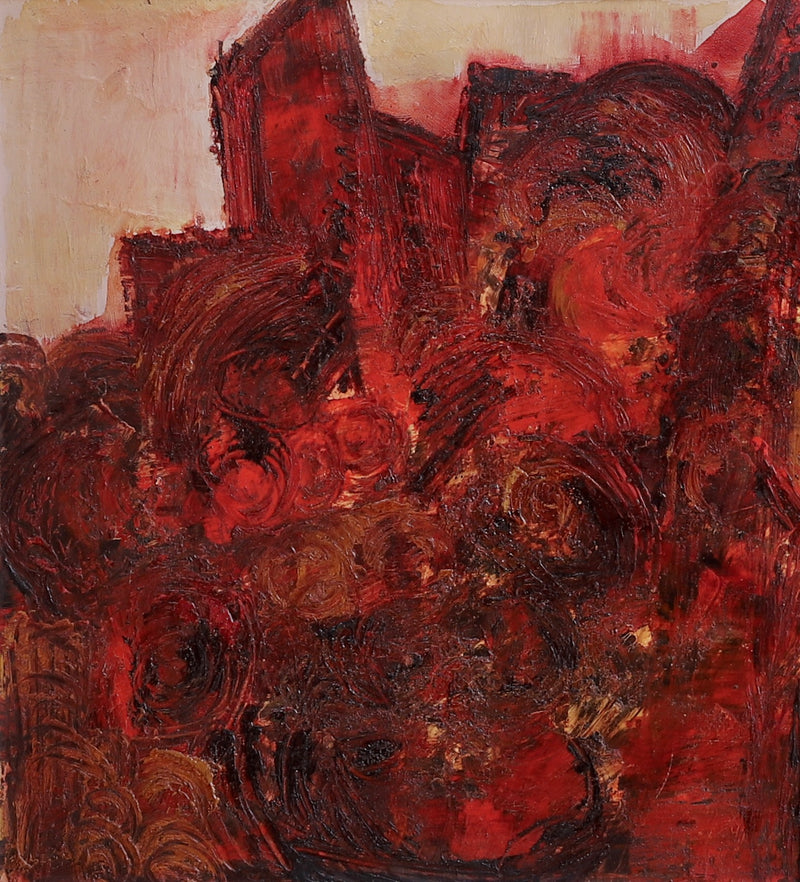 Mid Century Original Abstract Landscape Oil Painting from Sweden