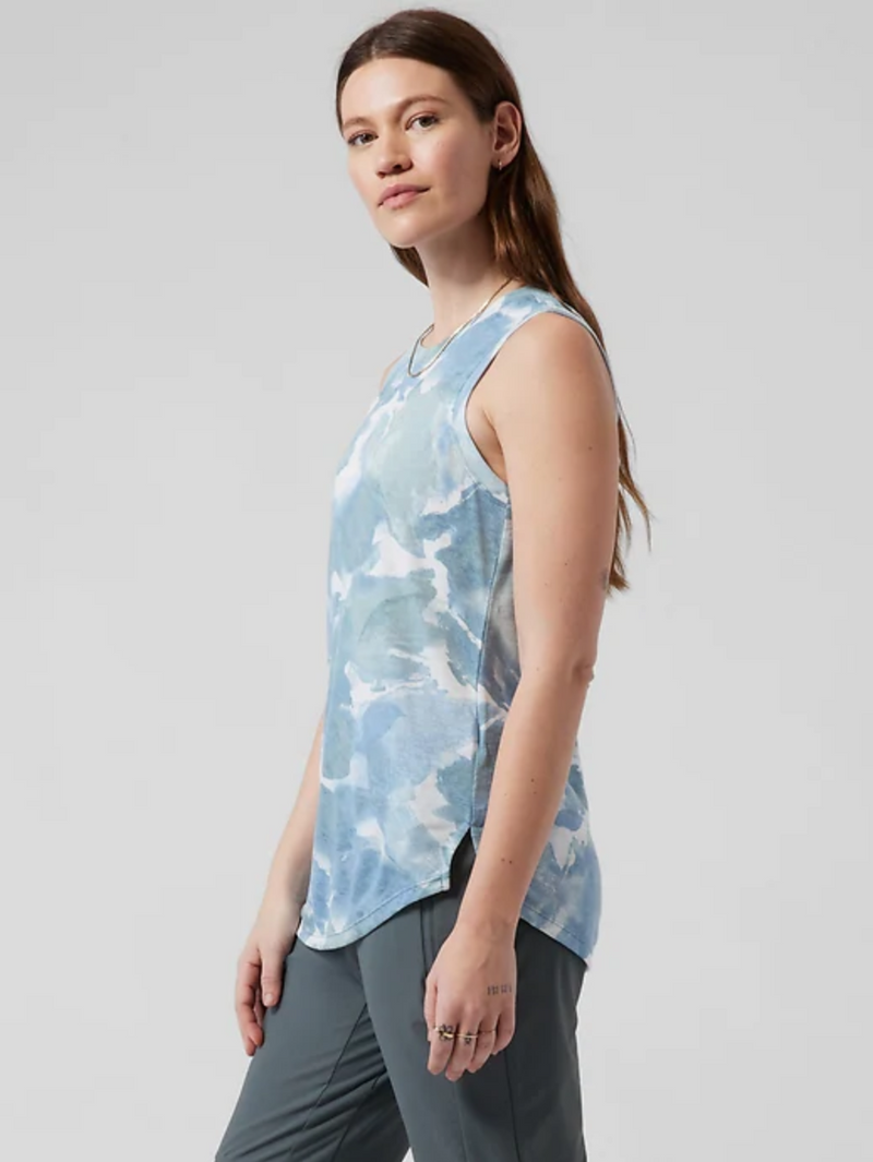 Athleta Chroma Cottage Blue Sleeveless Breezy Top Tank
