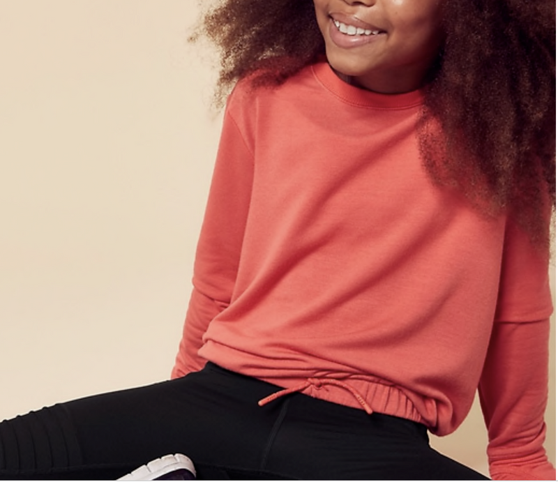 Athleta Girl Joy To The Girl Coral Long Sleeve Sweatshirt