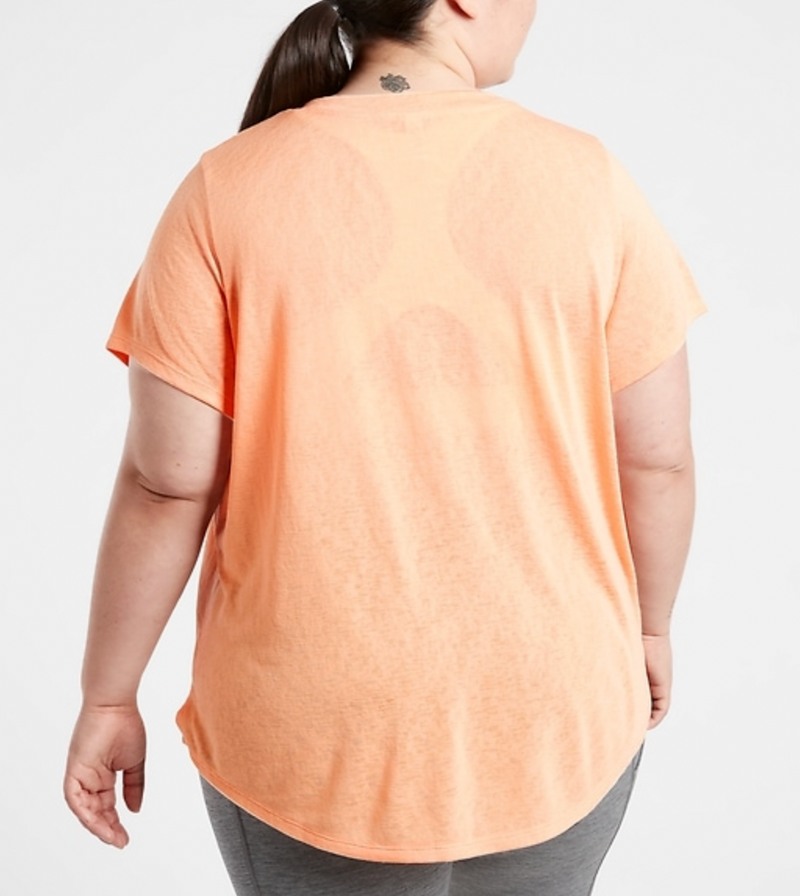 Athleta Warm Sunset Scoop V-Neck Short Sleeve Breezy Tee Top