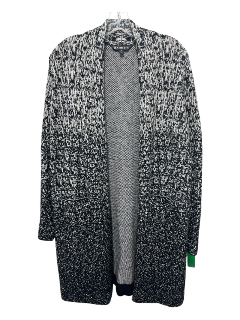 Athleta Size S Black & White Wool & Cashmere Ombre Bound Pocket Cardigan
