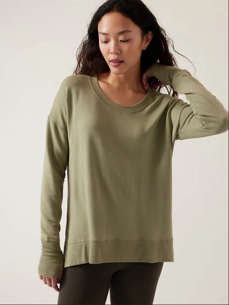 Athleta Eucalyptus Olive Soft Coaster Luxe Sweatshirt